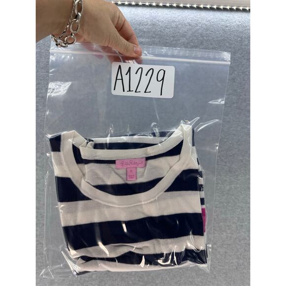 Lilly Pulitzer Women XL Jessie Sweater Navy White Pink LS Shirt Preppy Nautical - Picture 8 of 8